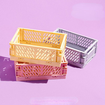 Пластмасова сгъваема щайга за съхранение Сгъваема кутия Кошница Подреждащи се Сладък грим Бижута Играчки Кутии за Кутия за съхранение Органайзер Преносим
