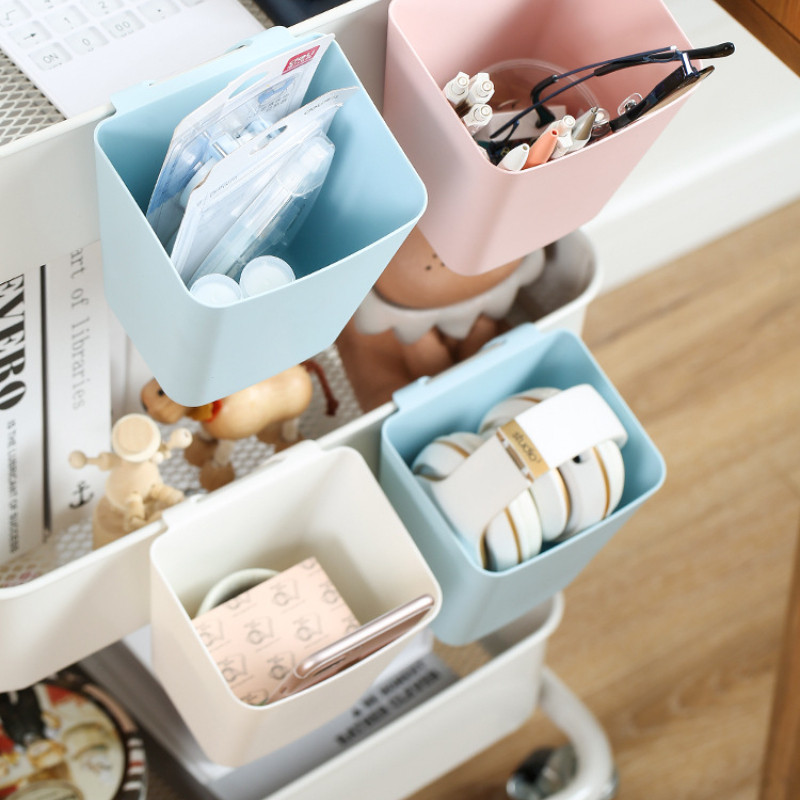 Mājsaimniecības aizmugurē piekarināms plastmasas glabāšanas grozs Virtuve Vannas istaba Mini organizatori mazām lietām, pārnēsājama uzglabāšanas kaste