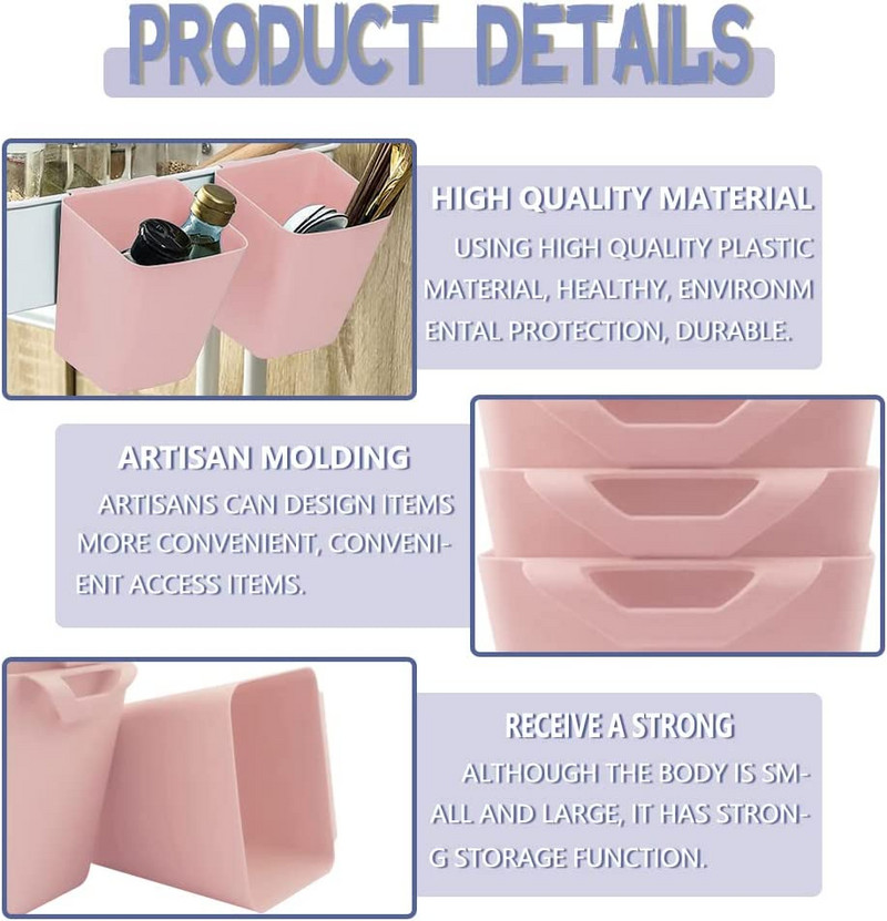 Mājsaimniecības aizmugurē piekarināms plastmasas glabāšanas grozs Virtuve Vannas istaba Mini organizatori mazām lietām, pārnēsājama uzglabāšanas kaste