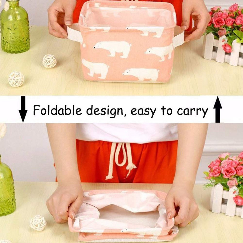 Kocka összecsukható szövet tárolókosár asztali rendszerezők sminktároló dobozok mini otthoni irodai szervezők különféle termékekhez Szervező