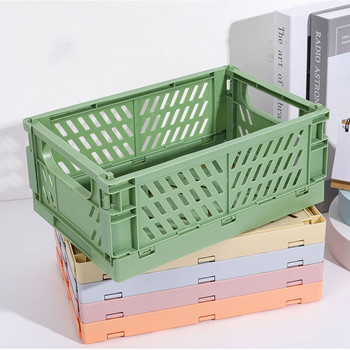 5 цветни организиращи кошници за съхранение Калъф Сгъваема студентска настолна кошница Лента за канцеларски материали Пластмасов сгъваем контейнер Кутия за съхранение