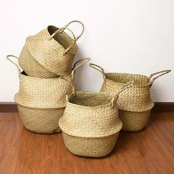 Морска трева Плетена работна ратанова кошница Висяща засаждане Саксия за съхранение Кошница за пране Cesta Mimbre Декорация на домашна градина