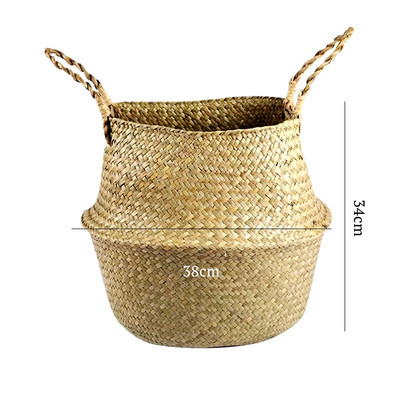 Jūras zāles pīts darba rotangpalmas grozs piekārts stādīšana puķu pods uzglabāšana veļas grozs Cesta Mimbre mājas dārza dekorēšana