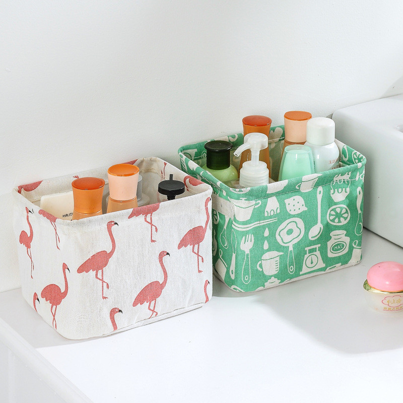 Kokkupandav hoiukast Ühiselamu mitmesugused hoiukastid Majapidamispuuvillane linane riie lauaarvuti hoiukorv Kosmeetikavahend