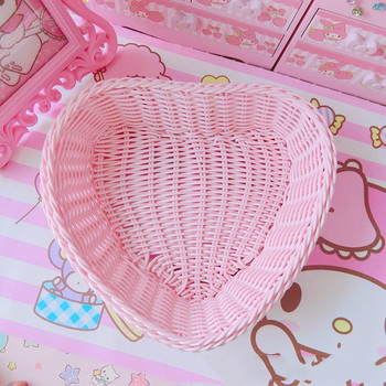Love Heart Shape Basket Desktop Sweet Color Basket Photo Props for Home Storage Decoration Basket Nordic Storage Fruit Basket