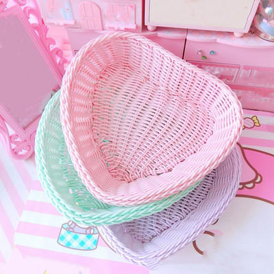 Love Heart Shape Basket Desktop Sweet Color Basket Photo Props for Home Storage Decoration Basket Nordic Storage Fruit Basket