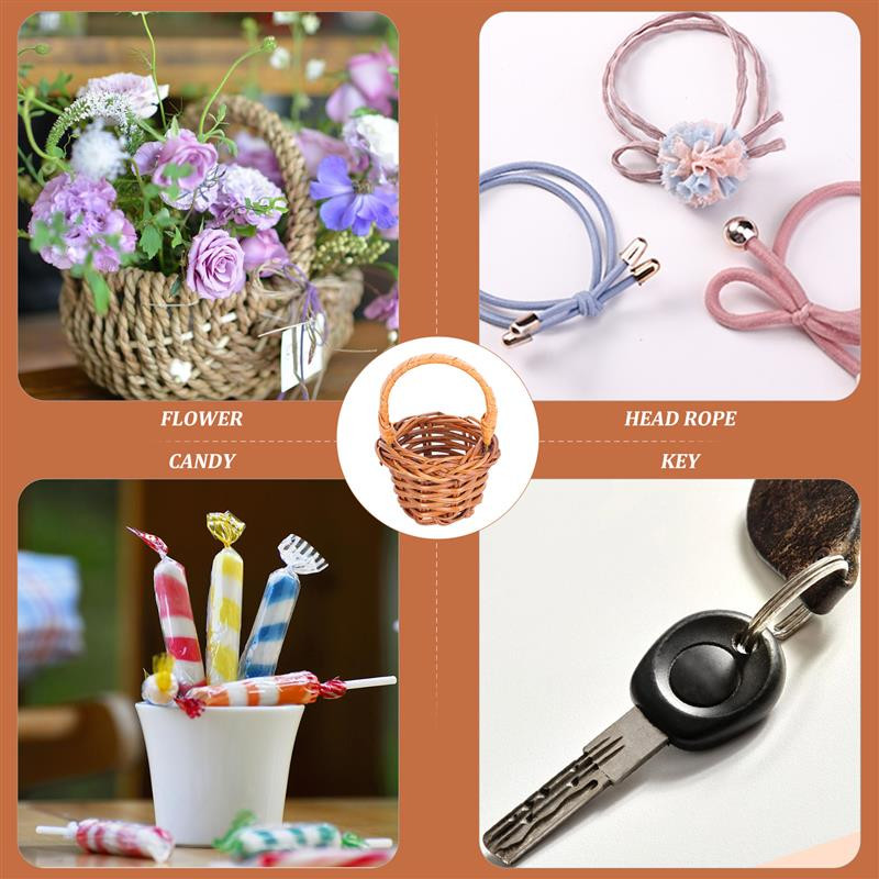 10 TK Väike lillekorv Käeshoitav kootud korv Kontorikaunistuste korv Minikorv Pastoraalne mööbel Dekoratiivkaunistused Lillekorv