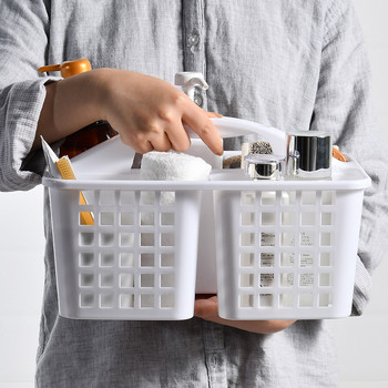 Пластмасова кошница за душ с отделения, преносим органайзер за съхранение на почистващи препарати с дръжка за баня в общежитието на колежа