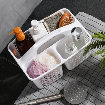 Πλαστικό καλάθι ντουζιέρας με θήκες, φορητό αξεσουάρ καθαρισμού με λαβή για μπάνιο κολεγιακού κοιτώνα