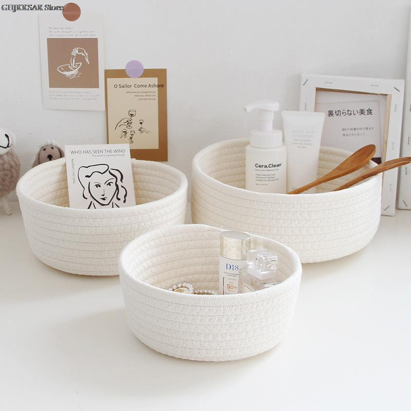 INS Šiaurės šalių medvilnės virvių laikymo krepšeliai austi darbastalio smulkmenos Vaikams žaislai Organizatoriaus dėžutė kūdikiui nešvarių drabužių skalbinių krepšelis