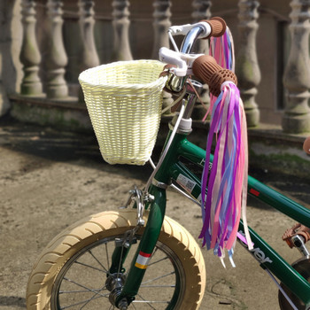 4 τμχ/Σετ Καλάθι ποδηλάτου Rattan Wicker Make Bike Basket with Bell Tassel Streamers Kid Adult Handlebar Carrier Carrier Bag Pannier