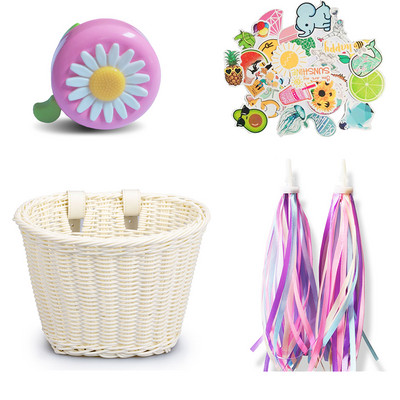 4 tk / komplekt Jalgrattakorv rotangist vitstest Tehke jalgrattakorv kellukeste vooderdustega Lastele täiskasvanutele mõeldud juhtraua kandekott hoiukotti