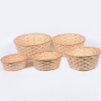 Бамбукова плетена кошница за хляб Контейнер за закуски Дисплей за храна Кошница Кухня Плодове Зеленчуци Тава за съхранение на яйца