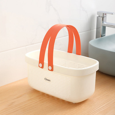 S/L Vannas notekas grozs Pārnēsājams glabāšanas grozs Vannas grozs Rotangpalmas plastmasas vannas istabas uzglabāšanas kaste Uzkodu kosmētikas mazgāšanas kaste