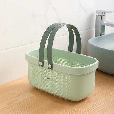 S/L Vannas notekas grozs Pārnēsājams glabāšanas grozs Vannas grozs Rotangpalmas plastmasas vannas istabas uzglabāšanas kaste Uzkodu kosmētikas mazgāšanas kaste