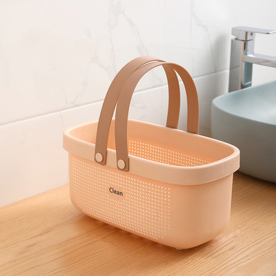 S/L Vannas notekas grozs Pārnēsājams glabāšanas grozs Vannas grozs Rotangpalmas plastmasas vannas istabas uzglabāšanas kaste Uzkodu kosmētikas mazgāšanas kaste