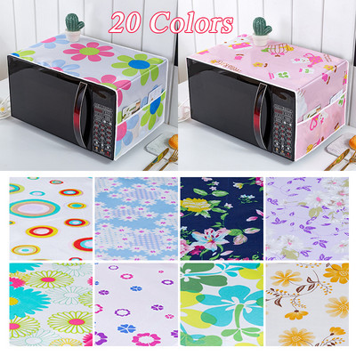 Peva Dustproof Microwave Oven Covers Printed Dust Oil Proofing Covers With Double Pockets Storage Bag Kitchen Accessories