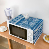 Huse pentru cuptor cu microunde, lenjerie de bumbac, geantă de depozitare cu trandafir negru, buzunare duble, huse pentru praf, hota pentru cuptor cu microunde, accesorii pentru bucătărie