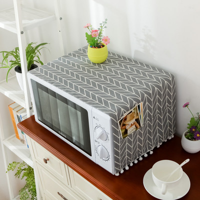 Huse pentru cuptor cu microunde, lenjerie de bumbac, geantă de depozitare cu trandafir negru, buzunare duble, huse pentru praf, hota pentru cuptor cu microunde, accesorii pentru bucătărie