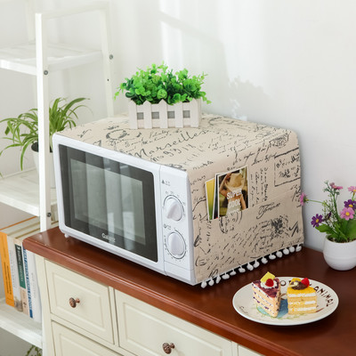 Huse pentru cuptor cu microunde, lenjerie de bumbac, geantă de depozitare cu trandafir negru, buzunare duble, huse pentru praf, hota pentru cuptor cu microunde, accesorii pentru bucătărie