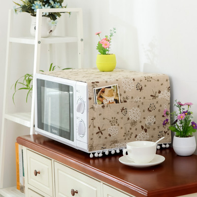 Huse pentru cuptor cu microunde, lenjerie de bumbac, geantă de depozitare cu trandafir negru, buzunare duble, huse pentru praf, hota pentru cuptor cu microunde, accesorii pentru bucătărie