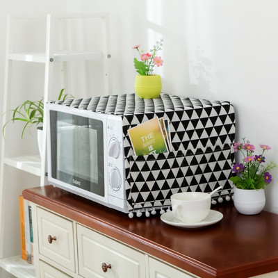 Huse pentru cuptor cu microunde, lenjerie de bumbac, geantă de depozitare cu trandafir negru, buzunare duble, huse pentru praf, hota pentru cuptor cu microunde, accesorii pentru bucătărie