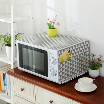 Huse pentru cuptor cu microunde, lenjerie de bumbac, geantă de depozitare cu trandafir negru, buzunare duble, huse pentru praf, hota pentru cuptor cu microunde, accesorii pentru bucătărie