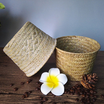 Πλυντήριο άχυρο συνονθύλευμα Wicker Rattan Seagrass Belly Garden Flower Pot Planter Basket 2019 Χειροποίητα καλάθια αποθήκευσης μπαμπού