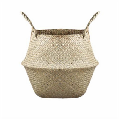 Πλυντήριο άχυρο συνονθύλευμα Wicker Rattan Seagrass Belly Garden Flower Pot Planter Basket 2019 Χειροποίητα καλάθια αποθήκευσης μπαμπού