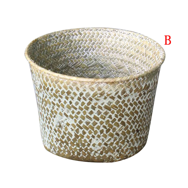 Πλυντήριο άχυρο συνονθύλευμα Wicker Rattan Seagrass Belly Garden Flower Pot Planter Basket 2019 Χειροποίητα καλάθια αποθήκευσης μπαμπού
