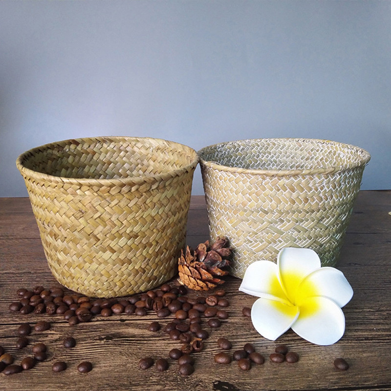Πλυντήριο άχυρο συνονθύλευμα Wicker Rattan Seagrass Belly Garden Flower Pot Planter Basket 2019 Χειροποίητα καλάθια αποθήκευσης μπαμπού