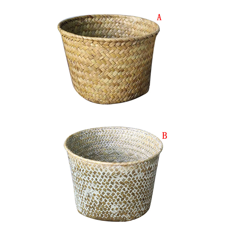 Πλυντήριο άχυρο συνονθύλευμα Wicker Rattan Seagrass Belly Garden Flower Pot Planter Basket 2019 Χειροποίητα καλάθια αποθήκευσης μπαμπού