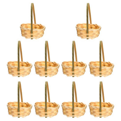 10 бр. Бамбукови плетени кошници за съхранение на цветя Държачи за съхранение на кошници Ръчно тъкани кукли, кошници с цветя парти подаръци домашен декор
