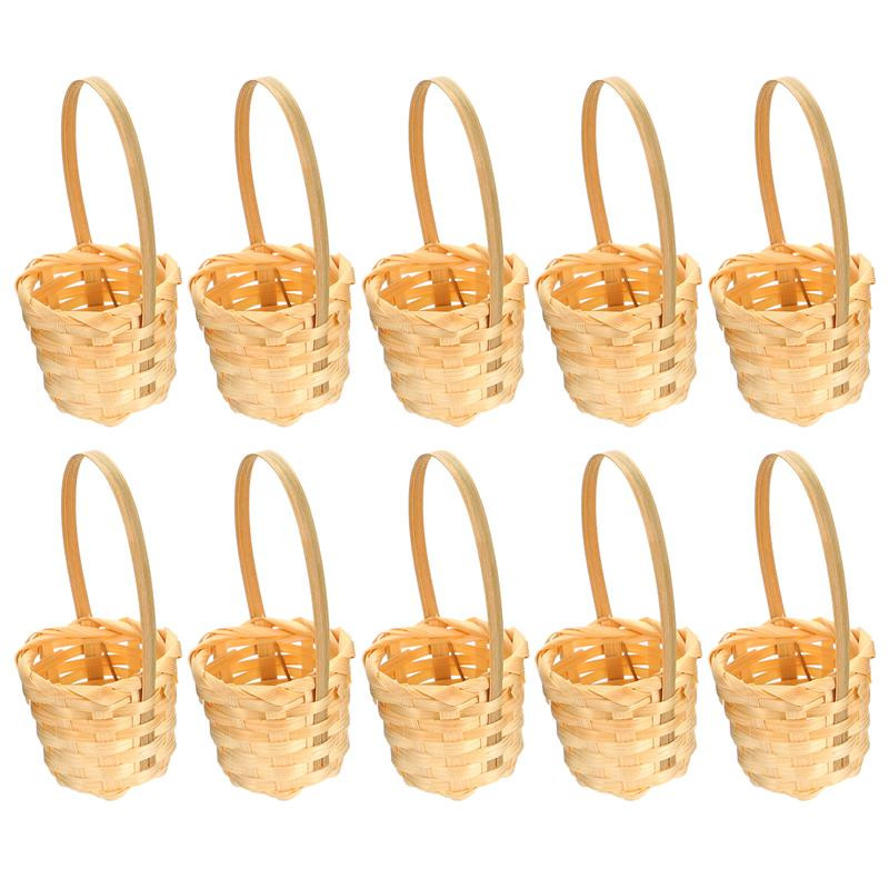 10 бр. Бамбукови плетени кошници за съхранение на цветя Държачи за съхранение на кошници Ръчно тъкани кукли, кошници с цветя парти подаръци домашен декор