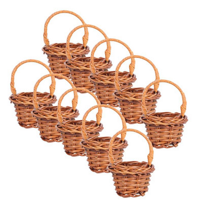 Basket Mini Baskets Flower Small For Woven Wicker Miniature With Picnic Girl Handle Gift Favors Storage Rattan Tiny Decorative