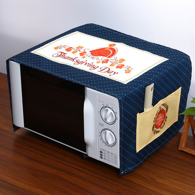 Ημέρα των Ευχαριστιών Γεωμετρικά καρό λινό καλύμματα σκόνης για φούρνο μικροκυμάτων Φθινοπωρινή συγκομιδή Maple Pumpkin Print Dust Protector