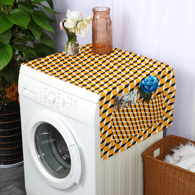 Ημέρα των Ευχαριστιών Γεωμετρικά καρό λινό καλύμματα σκόνης για φούρνο μικροκυμάτων Φθινοπωρινή συγκομιδή Maple Pumpkin Print Dust Protector