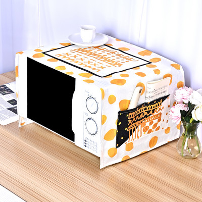 Ημέρα των Ευχαριστιών Γεωμετρικά καρό λινό καλύμματα σκόνης για φούρνο μικροκυμάτων Φθινοπωρινή συγκομιδή Maple Pumpkin Print Dust Protector