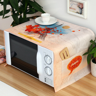 Ημέρα των Ευχαριστιών Γεωμετρικά καρό λινό καλύμματα σκόνης για φούρνο μικροκυμάτων Φθινοπωρινή συγκομιδή Maple Pumpkin Print Dust Protector