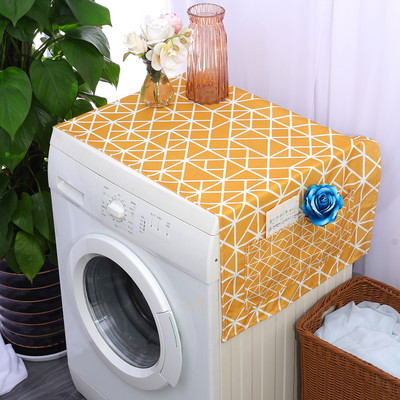 Ημέρα των Ευχαριστιών Γεωμετρικά καρό λινό καλύμματα σκόνης για φούρνο μικροκυμάτων Φθινοπωρινή συγκομιδή Maple Pumpkin Print Dust Protector