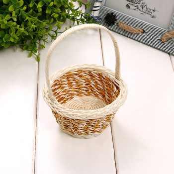 Плетена кошница за съхранение от ратан с дръжка Пластмасови кошници за домашна кухня Контейнер за съхранение Подарък за сватбено парти