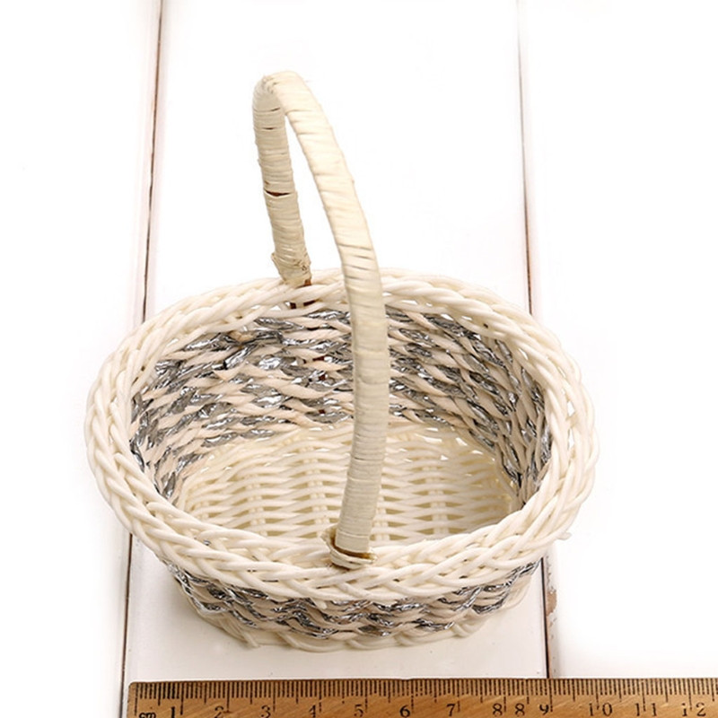 Rattan szőtt tárolókosár fogantyúval Műanyag hordkosarak otthoni konyhai tárolókonténerhez esküvői parti ajándék