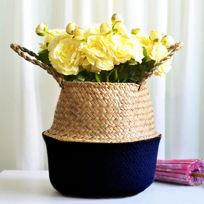 Πτυσσόμενο Φυσικό Φύκι, Πλεκτό Καλάθι Αποθήκευσης Γλαστράκι Κήπος Βάζο με Λουλούδια Κρεμαστό Καλάθι Πικ-νικ Καλάθι αποθήκευσης Καλάθι Διακόσμηση σπιτιού