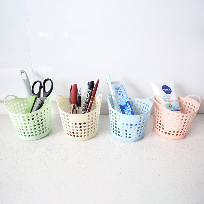 Mini darbalaukio laikymo krepšelis Kūrybiškumas Mados tuščiaviduris žaislų krepšelis Plastikinis staliukas Įvairios šiukšlių dėžės krepšelis Rašiklio konteineris