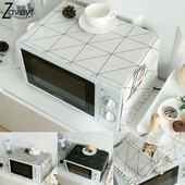 Balts/melns šaha galdiņa raksta drukas lina putekļu necaurlaidīgs vāks mikroviļņu krāsnīm pušķu bumbiņa kabatas ģeometriskais putekļu pārsegs 30x90cm