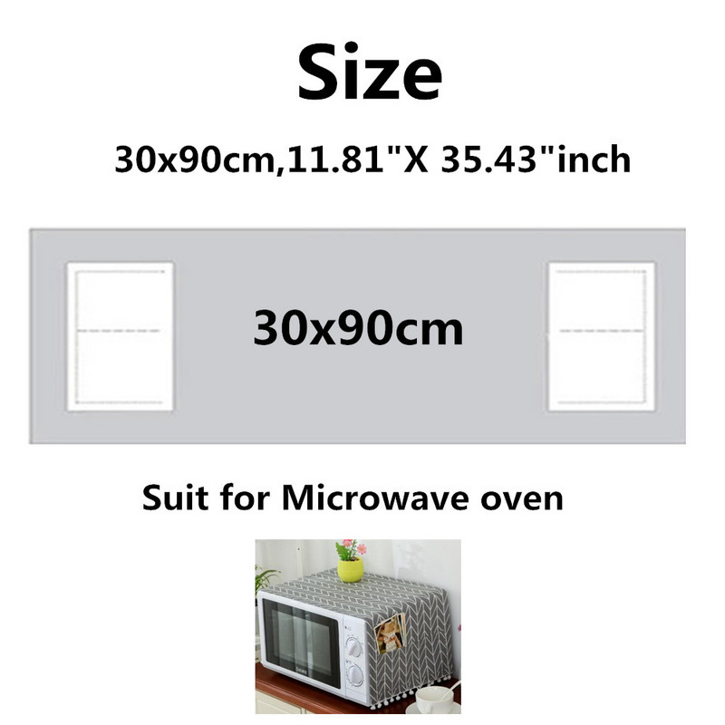 Balts/melns šaha galdiņa raksta drukas lina putekļu necaurlaidīgs vāks mikroviļņu krāsnīm pušķu bumbiņa kabatas ģeometriskais putekļu pārsegs 30x90cm