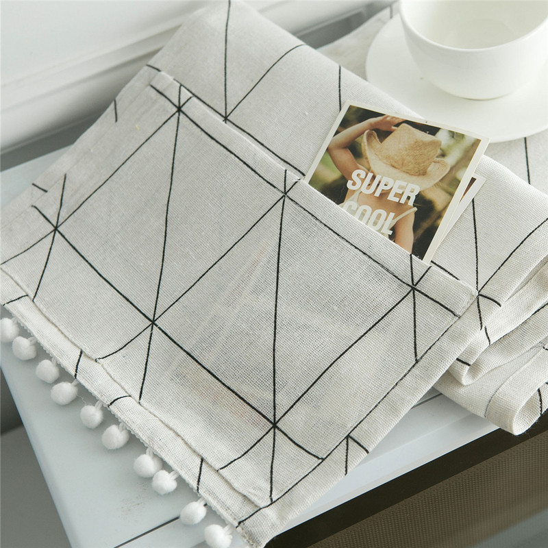 Balts/melns šaha galdiņa raksta drukas lina putekļu necaurlaidīgs vāks mikroviļņu krāsnīm pušķu bumbiņa kabatas ģeometriskais putekļu pārsegs 30x90cm