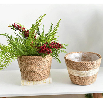 Nordic Handmade Straw Storage Basket Εσωτερικός εξωτερικός χώρος Γλάστρα Δοχείο φυτών Σπίτι Σαλόνι Υπνοδωμάτιο Διακόσμηση