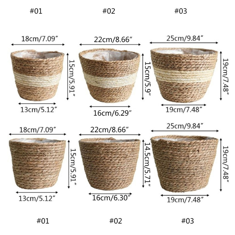 Ziemeļvalstu roku darbs salmu uzglabāšanas grozs iekštelpu āra puķu podu stādu konteiners Mājas viesistabas guļamistabas dekorēšana