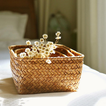Χειροποίητο άχυρο αποξηραμένο λουλούδι Καλάθι με φρούτα Rattan Box Τσάι αποθήκευσης Καλάθι Διάφορα Καλάθι ταξινόμησης Candy Box Καλλυντικά